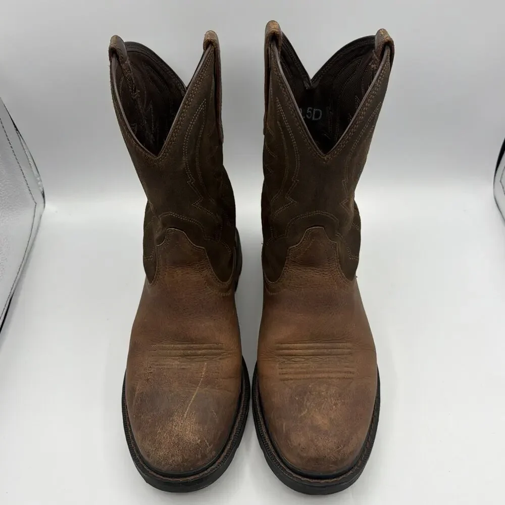 Ariat Work Groundbreaker Pull On Brown Leather Boots 10014238 Mens Size 9.5 D